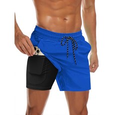 COOFANDY 남성용 수영 트렁크 빠른 건조 포켓 수영복 비치 보드 반바지 수영복 S~XXL 라이트 블루 XXL 156859