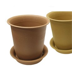 웰빙 플라스틱 토분모양 화분 받침 세트 19cm 중3호, 베이지, 1개
