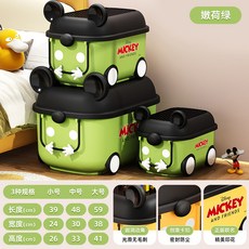 兒童玩具收納箱家用整理箱萌趣儲物箱寶寶衣服整理儲物盒積木箱, 大中小綠色, 1個