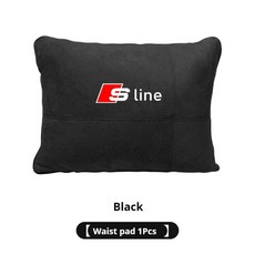 핫 라인 스웨이드 자동차 헤드레스트 목 시트 요추 쿠션 소프트 넥, 색상 이름: 5. Black Waist pad