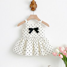 女童夏季波點連衣裙2026新款兒童甜美蝴蝶結背心裙寶寶生日禮服裙