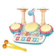 兒童鋼琴玩具爵士鼓樂器 打鼓唱歌玩具 架子鼓兒童樂器, 白色 【超商限兩盒】, 1個