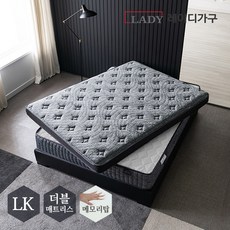 [방문설치+빠른배송] 레이디가구 몬스터 프리미엄 토퍼분리형 메모리탑 더블 매트리스 라지킹 LK, 멜란지 그레이, 33cm