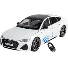 YONO 아우디 RS7 합금 1:18 모형 리모컨 키 라이트 경적 선물, 화이트, 1개