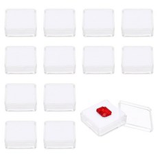 파티킬 1 6x1 6x0 6 인치 보석 디스플레이 상자 투명 아크릴 사각 다이아몬드 보관 상자 12개 용기 동전 핀 스톤 흰색, White, 1.6x1.6x0.6 Inch