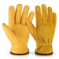 OZERO 焊接手套 皮革 耐磨 耐衝擊 四季皆宜, 黃色