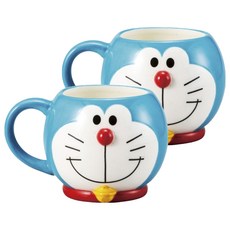 썬아트 페이스 머그컵 아임 도라에몽, 블루, 2개