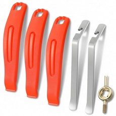 하이파핑 자전거 타이어 레버 - 스테인리스 스틸 스푼과 밸브 코어 렌치가 장착된 도로 및 산악 자전거용 수리 키트