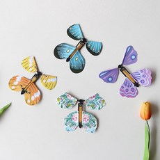 플라잉 고무 동력 종이 나비 2종/매직 날아다니는+그릿커머스Shop, 기본타입(색상랜덤)
