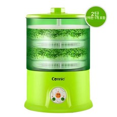 자동 콩나물재배기 대용량 시루 가정용 기르기 숙주, 그린 2칸 프레스 플레이트 1개 포함, 1개