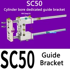SC 표준 실린더 3 축 가이드 브래킷 공압 포스트 40 100, 03 200mm stroke, 02 SC50
