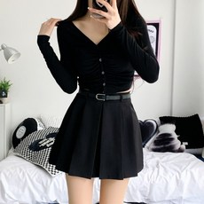 [벨트포함/3col] 해픈 주름 플리츠 미니 스커트 벨트 세트