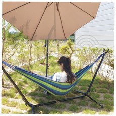 해먹 스탠드 세트 캔버스 원단 야외 휴식 정원 캠핑 접이식 그네 침대, 캔버스해먹 오션블루(대)
