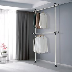 가화홈시스 기본형 2단 옷걸이 행거 NLB2200, 아이보리+검