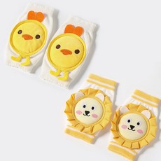 臺灣出貨 嬰兒爬行護膝蓋 兒童防摔學走路 寶寶爬行護膝 夏季護肘 加厚學步軟墊 涼感護膝 幼兒爬行護膝 ZDIB, 黃獅子+小黃鴨（0-3歲）-2雙裝, 1個