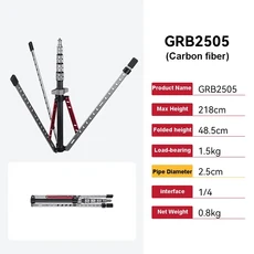 2.1m 탄소 섬유 사진 조명 스탠드 SMDV gripone 조정 가능한 삼각대 1/4 나사 플래시 소프트 박스 용 휴대, 02 GRB2505, 01 빠른  Mainland