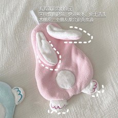 可愛卡通兔子擦手巾掛式廚房超強吸水加厚速乾毛巾衛生間珊瑚絨, 兔兔擦手巾--粉色+粉色, 1個