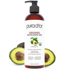 퓨라 도어 아보카도 오일16온스 100% 순수 및 천연 USDA 인증 콜드 프레스, Avocado