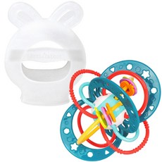 아띠래빗 또또볼 손감각발달 토이 치발기 + 토끼 글러브형 치발기, 투명, 1개, 토끼치발기+케이스