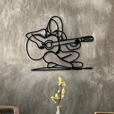 기타리스트메탈월아트미니멀리스트라인드로잉러스트프루프웨더프루프인도어아웃도어알루미늄홈스튜디오데코인테리어, WHITE