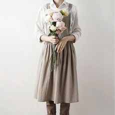 북유럽 무지 린넨 원피스 앞치마, 1개, 단품