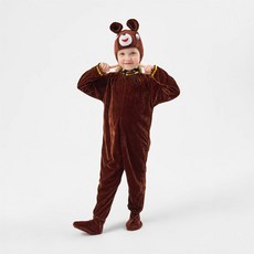 妃雪森 兒童萬聖節卡通動物連身衣 棕色熊角色扮演服裝