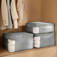 라손웨이 이불 정리 압축 파우치 겨울옷 보관 수납 가방, 1개, 그레이