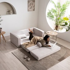 리브 3인용 ACL 아쿠아가죽 접이식 소파베드, 그레이