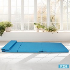 可摺叠床墊 午睡墊 榻榻米墊成人午睡垫可折叠午休垫打地铺神器学生单人可折叠垫子家用睡垫, 【天蓝色】环保珍珠棉,150cm*60cm*5cm【送收纳袋】