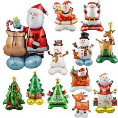 스탠딩 대형 트리 산타 눈사람 루돌프 은박풍선 받침대 크리스마스 Xmas 파티장식 스탠드 4D 선물 대형풍선, 1개, 선물꾸러미받침대산타