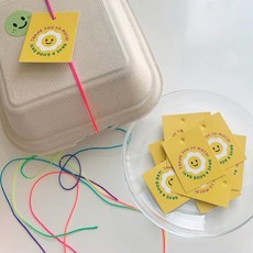 스마일 땡큐 사각 택 100개 선물 포장 라벨 스티커 답례품 재료, 1개