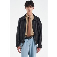 [블랙모먼트] 비건 스웨이드 오버핏 미니멀 인시전 스트레이트 집업 자켓 [블랙]