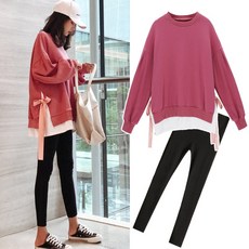 가을겨울원피스 임부 가을옷 미스트 크림 페이스 관대히 여기다 긴 소매 봄가을 상의 여성 이너티셔츠 1720131813, 1개, 블랙 단건 상의