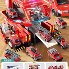 兒童消防警車玩具套裝 變形合金車 精美禮盒, 變形消防車 6合金車 精美禮盒, 1個