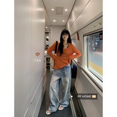 橘色 薄款 防曬罩衫 長袖 露肩T恤 女 季節 電商規範