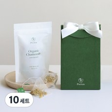 포이티 답례품 유기농 캐모마일차 결혼식 돌잔치 첫돌 조문 꽃차 선물세트, 10세트, 10티백 + 선물박스