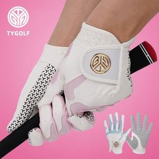 高爾夫手套女款 雙手防滑透氣耐磨超纖布 防曬, 白配粉色,21碼（XL), 1個