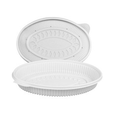 [일용상회]타원 찜용기 JH 340파이 소 1850ml 100세트 백색, 100개, 1세트