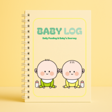베베맘랩 쌍둥이 수유일지 성장일지 A5, 파스텔옐로, 1개