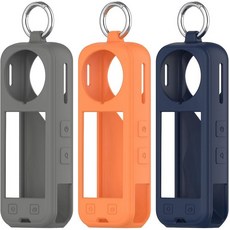 QHBAMD Insta360 X5 실리콘 보호 케이스와 호환되는 3팩 - 충격 방지 방수 코브 224383, 블루 그레이 오렌지