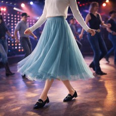 롱스커트 망사 스커트 치마 댄스복 발레 라인댄스 발레복 줌바 에어로빅