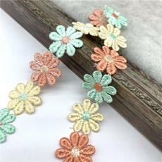 다채로운 데이지 꽃 레이스 트림 1 야드 25mm 뜨개질 웨딩 자수 리본 DIY 수제 패치 워크 바느질 용품 공예, 17, 17, 1개