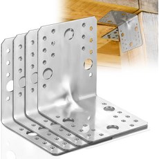 Shimeyao 4피스 4x4x3-1/2 스틸 L 브래킷 1.7mm 두께의 금속 각도 90도 강화 리브 코너 브레이스 튼튼한 선반 목재 가구 캐비닛용, Shimeyao 4피스 4x4x3-1/2 스틸 L 브래