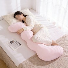 Pogeuni 일자형 대형 롱 바디필로우 인체공학 쿠션 숙면 도우미, 핑크