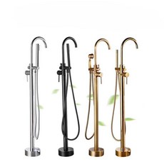 앤티수도꼭지 바닥형수도꼭지 욕실 인테리어 욕조, 1개, A1(브라이트실버) 측면 연결