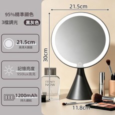 LED高畫質化妝鏡 10.4吋鏡面 3色光源 Type-C充電, 高階灰 小蠻腰款