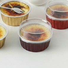크림브륄레 용기 오븐용 125ml 브라운 뚜껑 포함 원형 알루미늄 베이킹컵, 1세트, 20개