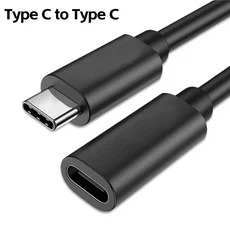 USB C 연장 케이블 남성-여성 코드 지원 iPhone 15 MacBook 허브 용 고속 충전 및 데이터 동기화, 02 0.5m, 01 Black