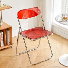 투명 접이식 의자 아크릴 다이닝 Ins 스타일 룸을 위한 클리어 메이크업 매끄러운 현대 가정용 가구 및, 02 05, 1개