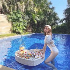 플로팅 플레이트 수영장 트레이 음식 물에 뜨는 쟁반, 하트형 80x80x20 화이트, 1개